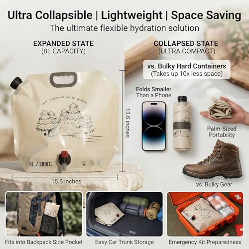 8-Pack 2.1 Gallon Collapsible Water Container, Portable - Image 7