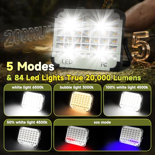 200W 20000LM Solar LED Work Light, 20000mAh Rechargeable - Image 3