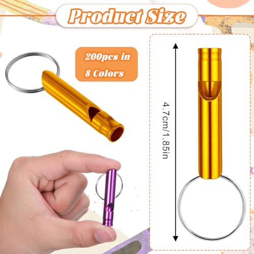 200 Pcs Aluminum Emergency Whistles with Keychains - Image 3