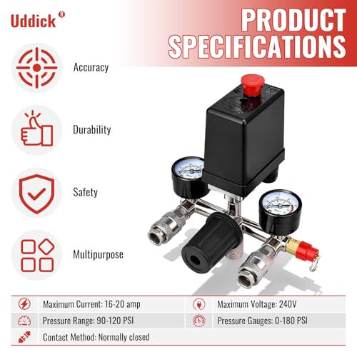 Air Compressor Pressure Control Switch with Gauge Regulator - Image 7