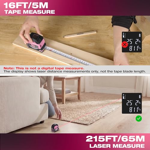 PREXISO 2-in-1 Laser Tape Measure, 215Ft Laser Measure & 16Ft - Image 3