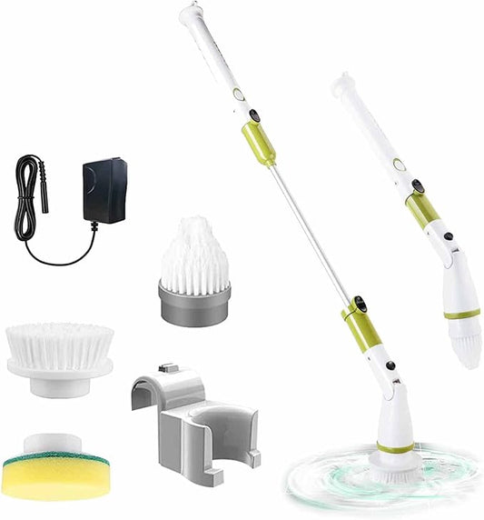 Electric Spin Scrubber, ROEOLNIL Cordless Cleaning Brush with Adjustable Extension Arm 4 Replaceable Cleaning Heads, Power Shower Scrubber for Bathroom, Tub, Tile, Floor
