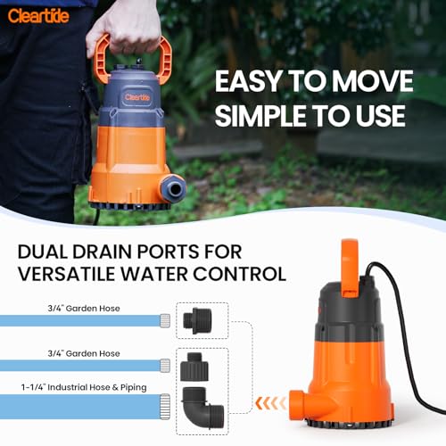 1 HP Submersible Utility Water Pump, 4500 GPH Sump Pump - Image 5