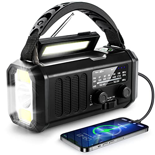 Emergency NOAA Weather Radio, 10000mAh Solar Hand Crank Radio - Image 2