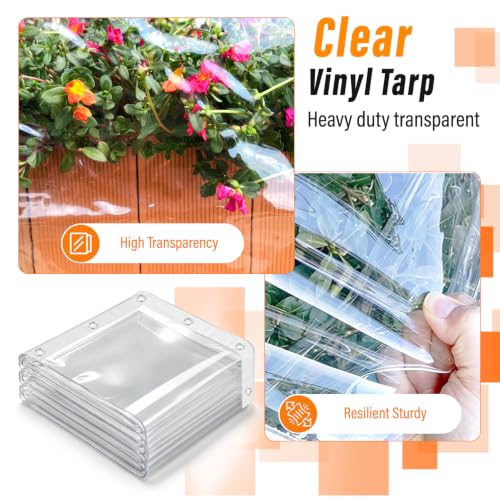 24 Mil Clear Tarps Waterproof,8x20 FT Clear Vinyl Tarp Heavy Duty - Image 5
