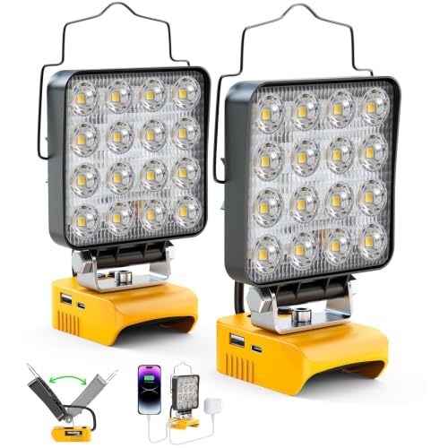 2Pcs Cordless LED Work Light Compatible with Dewalt 20V - Image 2