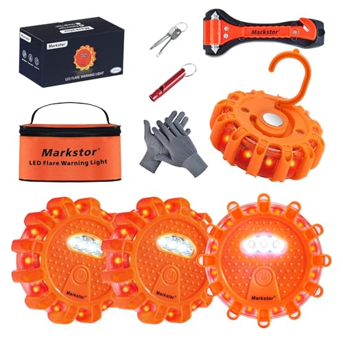 LED Road Flare, Emergency Safety Kit with Hammer Whistle Gloves - Image 2