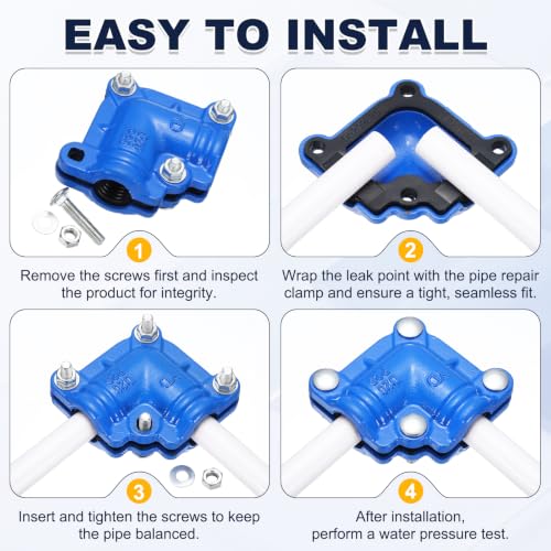 Pipe Repair Clamp for 90 Degree Elbow, 2.6" OD with Rubber Liner - Image 5