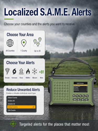 S.A.M.E. NOAA Weather Radio with 12000mAh Battery & 2.4" Color - Image 4