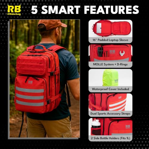 Xtreme Tactical Travel Bag, 30L Carry-On Backpack, Red - Image 4