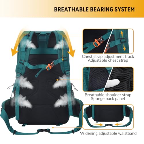 Bseash 40L Waterproof Hiking Backpack with Rain Cover - Image 4