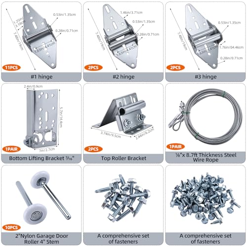 Garage Door Hardware Kit with Roller, Hinge - Image 3