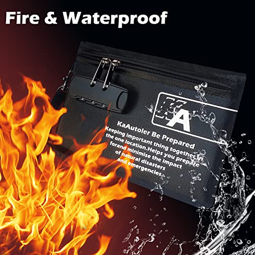 KaAutoler Small Fireproof Bag with Lock, Waterproof Money - Image 5