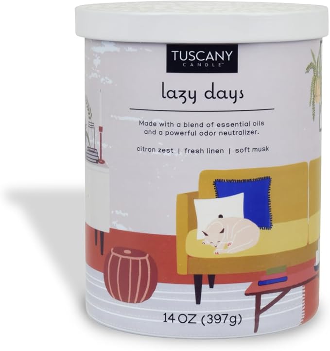 Tuscany Candle Lazy Days: Linen Scented Pet Odor Neutralizing Candle, 14 oz
