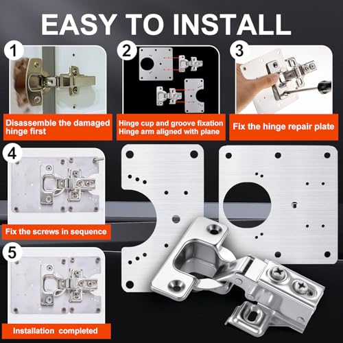 Zonon 18 Pcs Cabinet Hinge Repair Plate, Stainless Steel | Home Repair - Image 5