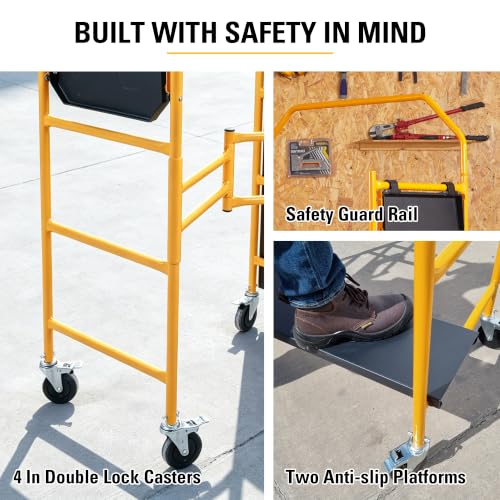 4FT Portable Rolling Scaffolding 500 lbs Capacity Folding - Image 5