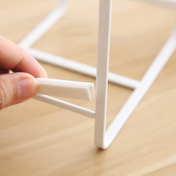 2PCS Plate Holders Organizer, Metal Dish Storage Dying Display Rack for Cabinet, Counter and Cupboard - White， Small