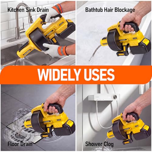 Cordless Drain Auger Compatible with Dewalt 20V Battery(No - Image 8