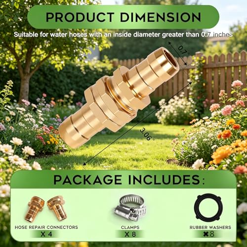 Garden Hose Repair Kit, 3/4" 5/8" Hose Fittings with Clamps - Image 5