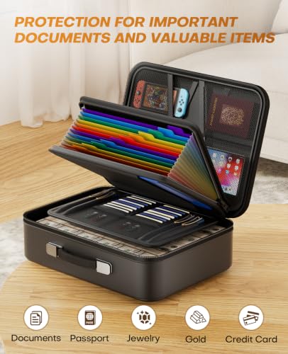 Fireproof Document Box with Lock, Hard Case Safe Box Water - Image 6