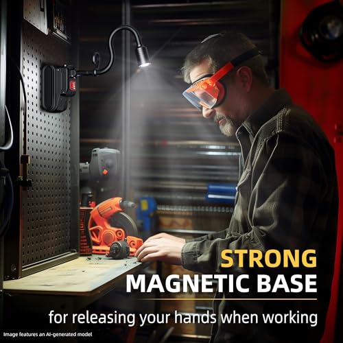 Rechargeable Gooseneck Work Light, 2000LM Magnetic Flexible Lamp - Image 6