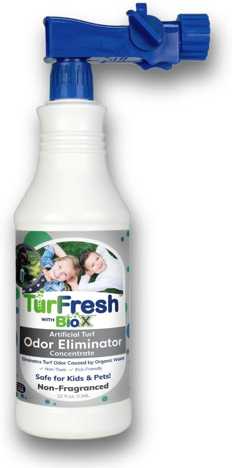 TurFresh BioX Artificial Turf Odor Eliminator Concentrate – 32 oz Bottle, Original Scent – Pet-Safe Turf Cleaner for Urine and Feces Odor Removal – All-Natural, Non-Toxic, Kid Safe