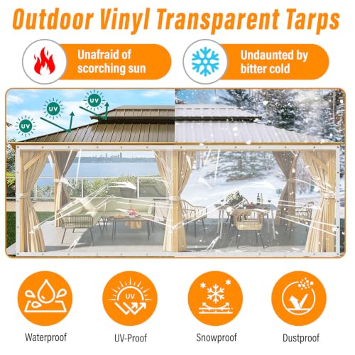 24 Mil Clear Tarps Waterproof,8x20 FT Clear Vinyl Tarp Heavy Duty - Image 3