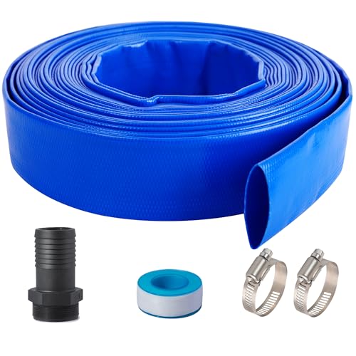 2" (Flat 3.4’’ width) x 100 FT Pool Backwash Hose Kit with Male - Image 2
