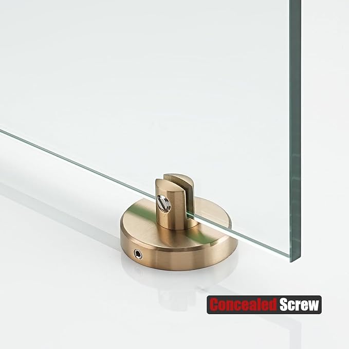 JQK Corner Glass Shelf, Champagne Bronze Bathroom 304 Stainless Steel Shower Triangle Floating Wall Shelf, 10 x 10 Tempered Glass, 2 Pack, TGS190L10-CB-P2