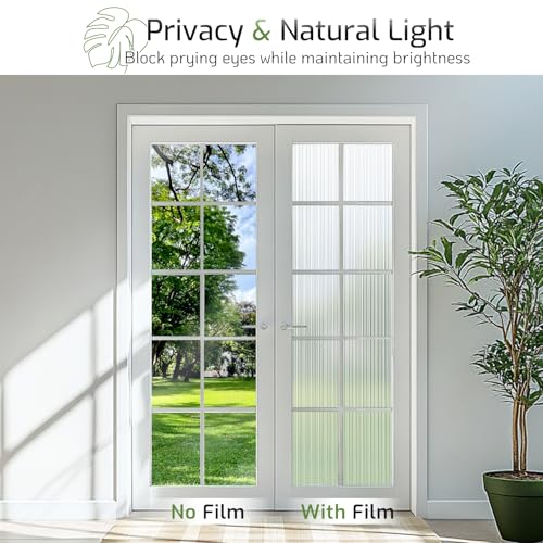 LUTE Reeded Glass Window Privacy Film, Frosted Decor Vinyl - Image 3
