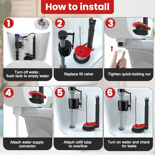 Universal Toilet Flusher Replacement Kit, Fill Valve - Image 5