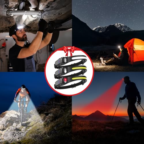3Pack 7Modes LED Headlamp Rechargeable with Red Light for Adults - Image 7