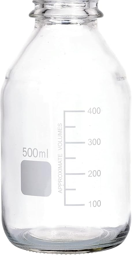 Lab Media Storage Round Bottles Graduated Glass Container GL45 Screw Cap Leakproof Multi-Purpose for Scientific | pack of 8 (Orange,500ml)