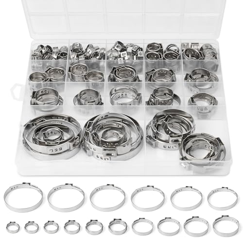 117PCS Sieqioor 16 Sizes Single Ear Hose Clamps,5.3-48.5mm(0.21–1 - Image 2