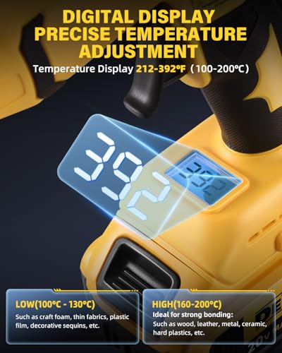 Cordless Hot Glue Gun 100W Adjustable Temp Display for DeWalt 20V - Image 3