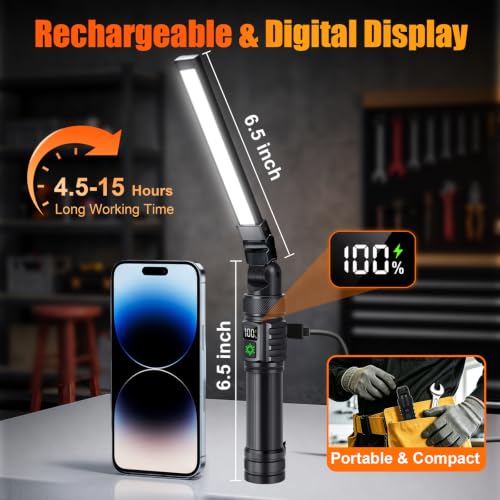 4Pack Magnetic Rechargeable LED Work Light/Flashlight - Image 5