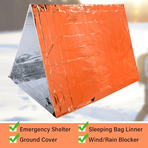 20 Pcs Emergency Blankets Bulk Space Survival Blanket, Orange - Image 7