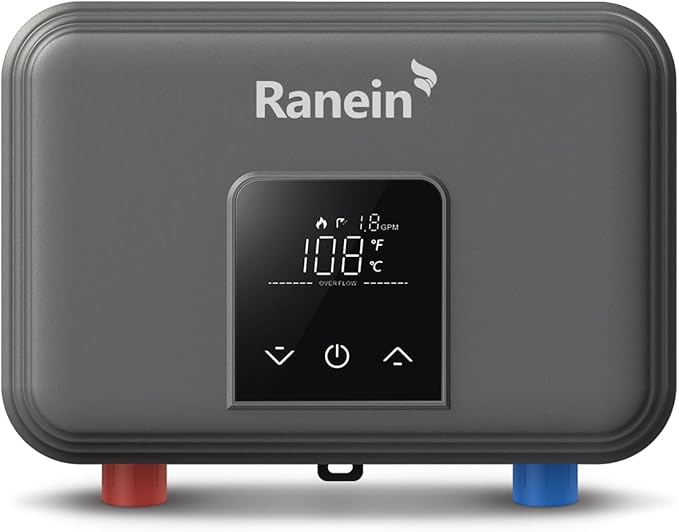 GEN II Ranein Electric Tankless Water Heater Ultra Edition, 8kW, 240V, On Demand Instant Endless Water Heater with LED Display, Point of Use, Compact Under-sink Design for Bathroom and Kithcen