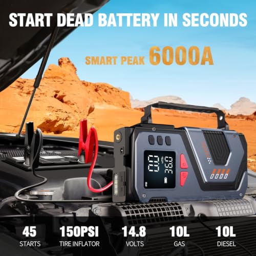 Jump Starter with Air Compressor Car Emergency Kits for Vehicles - Image 3