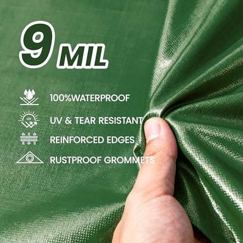 Multi Purpose Tarp 12' x 16' 9-mil Thick Waterproof - Image 6