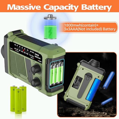 Emergency Weather Radio, NOAA Solar Hand Crank Radio - Image 6