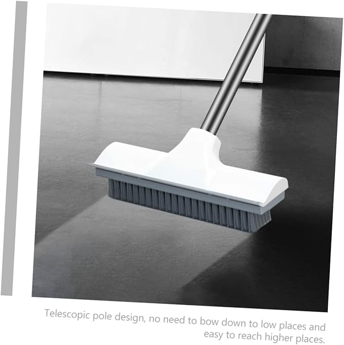 Healifty Floor Scrub Brush with Long Ergonomic Handle for Bathroom and Stiff Bristles Scrubber and Scraper Combo for Tile Grout Bathtub and Floor Corners Space Saving Hanging Design