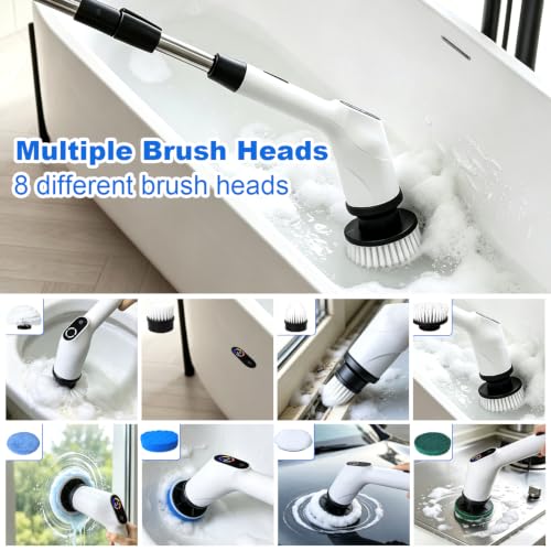 Cordless Large Power Cleaning Brush with Long Handle, Tub Spin - Image 5