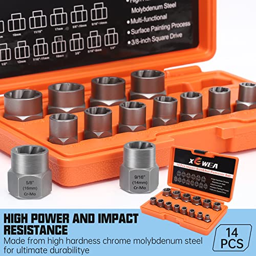 XEWEA 14PCS 3/8" Drive Impact Bolt Nut Extractor Set - Image 6