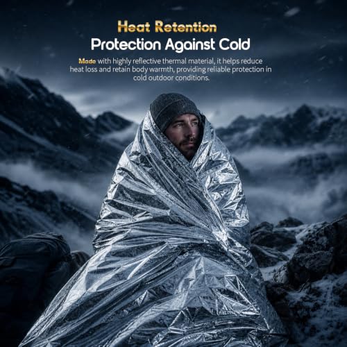 oktiger 4 Pack Emergency Thermal Mylar Rescue Blankets, 83'' x - Image 6