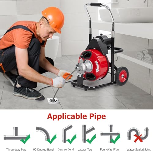 100Ft x 3/8Inch Drain Cleaner Machine, Portable Electric - Image 5