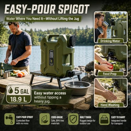5 Gallon Camping Water Jug with Spigot, Leakproof Water Container - Image 5