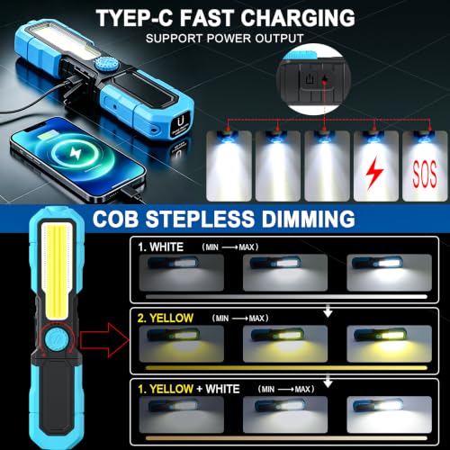 Work Light for Mechanic, 1500LM 3000mAh Rechargeable - Image 5