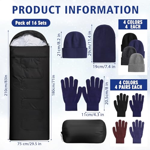 48 Pcs Sleeping Bags with Beanies Gloves, Winter Emergency Kit - Image 4