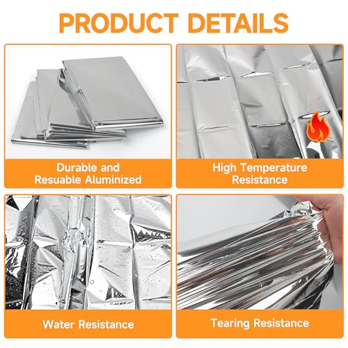 Emergency Blanket Thermal Space Mylar Blankets 4Packs - Image 8